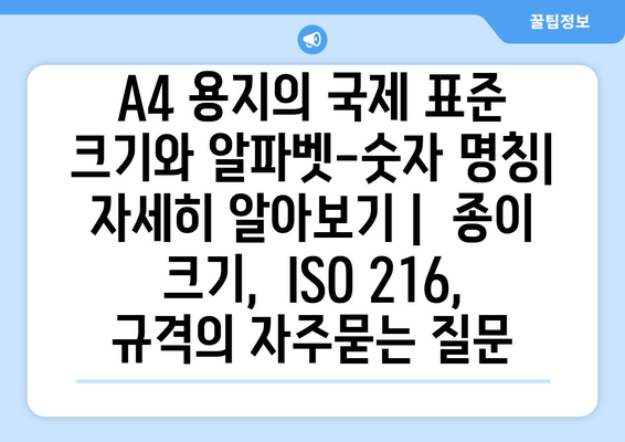 A4 용지의 국제 표준 크기와 알파벳-숫자 명칭| 자세히 알아보기 |  종이 크기,  ISO 216,  규격