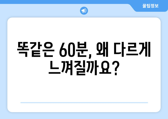 시간의 상대성| 60분의 길이를 바라보는 다른 관점 | 시간 지각, 주관적 시간, 심리학, 생산성