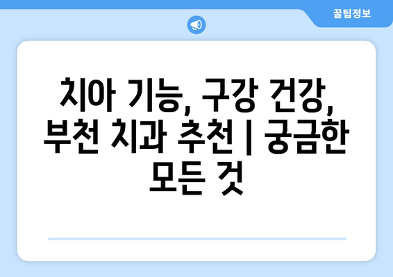 부천 치과에서 치아의 역할 제대로 알아보기| 건강한 치아 관리를 위한 필수 지식 | 치아 기능, 구강 건강, 부천 치과 추천