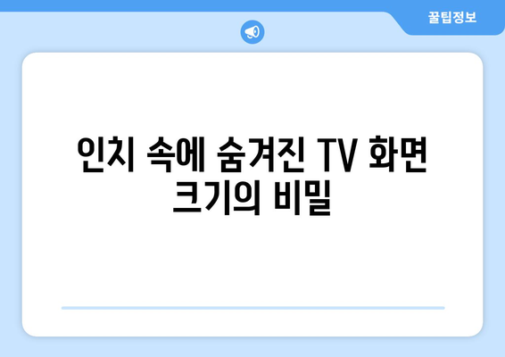 TV 화면 크기의 비밀| 인치 단위가 품은 과학 | TV 크기, 인치 계산, 화면 비율, 시청 거리