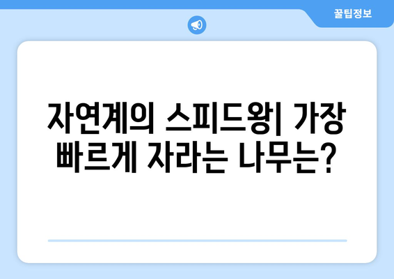 속도 레이싱| 가장 빠르게 자라는 나무 발견! | 나무 성장 속도, 최고 속도 기록, 식물 생장