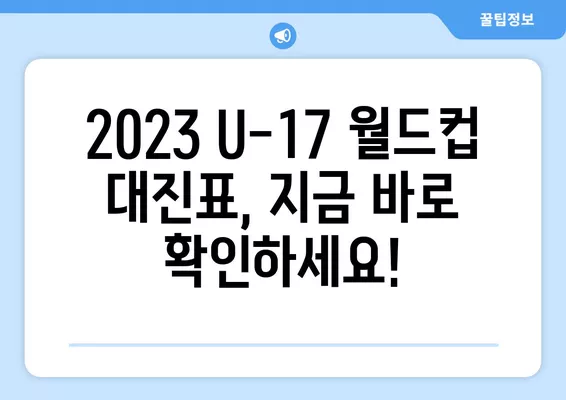 2023 U-17 월드컵 완벽 가이드| 중계, 일정, 결과, 분석, 하이라이트 | 한국, 미국, 프랑스, 부르키나파소, 16강, 8강, 4강, 결승전, 대진표