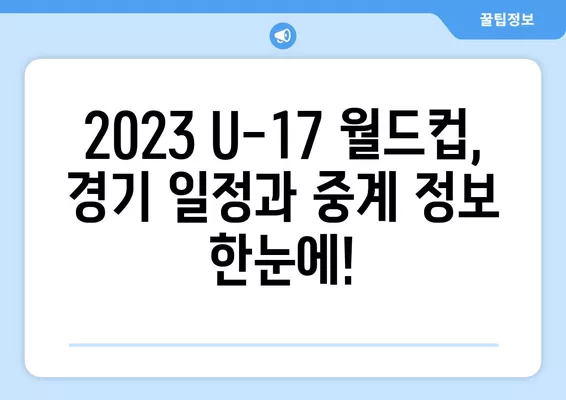 2023 U-17 월드컵 완벽 가이드| 중계, 일정, 결과, 분석, 하이라이트 | 한국, 미국, 프랑스, 부르키나파소, 16강, 8강, 4강, 결승전, 대진표