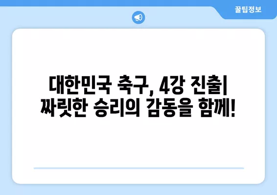 2024 아시안컵 4강| 한국 vs 요르단, 생중계 & 하이라이트 | 대한민국 축구, 실시간 중계, 경기 일정, 선발 라인업, 시청 방법