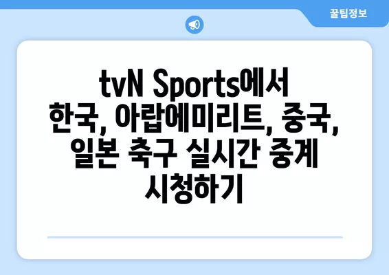 tvN Sports 중계 시청 가이드| 한국, 아랍에미리트, 중국, 일본 축구 생중계 | 인터넷, 티비엔 채널 번호, 축구 경기